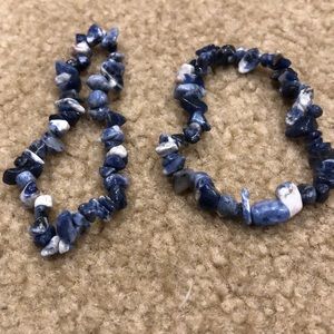 Blue stone beaded bracelet (#382,383)